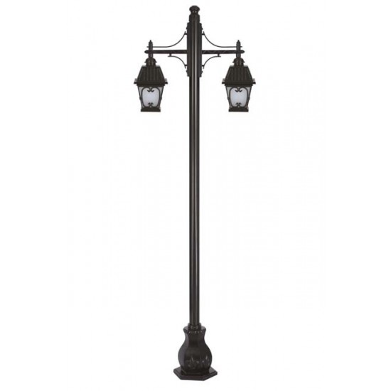 Modi Bahçe Aydınlatma BDR-68040-2BSY-M2-OP Siyah Boyalı Dış Mekan Aydınlatma E27 Aluminyum Döküm Dip Cam 90x23cm