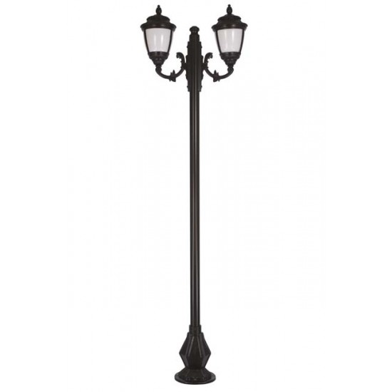 Modi Bahçe Aydınlatma BDR-68042-2BSY-M1-OP Siyah Boyalı Dış Mekan Aydınlatma E27 Aluminyum Döküm Dip Polikarbon Cam 95x28cm