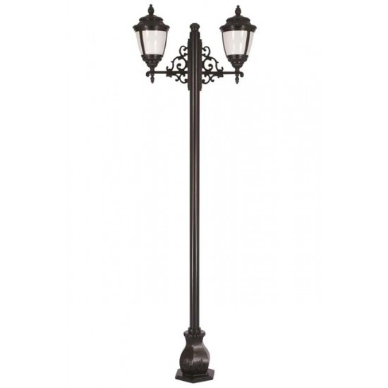 Modi Bahçe Aydınlatma BDR-68042-2BSY-M2-OP Siyah Boyalı Dış Mekan Aydınlatma E27 Aluminyum Döküm Dip Polikarbon Cam 95x28cm