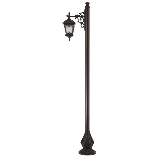 Modi Bahçe Aydınlatma BDR-68044-1BSY-M2-OP Siyah Boyalı Dış Mekan Aydınlatma E27 Aluminyum Döküm Dip Cam 50x23cm