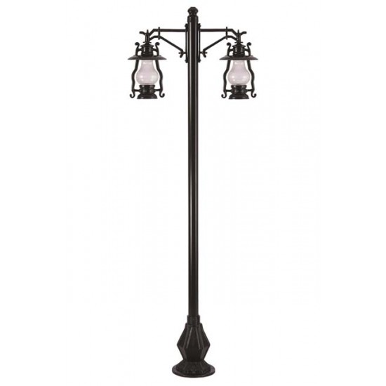 Modi Bahçe Aydınlatma BDR-68047-2BSY-M1-OP Siyah Boyalı Dış Mekan Aydınlatma E27 Aluminyum Döküm Dip Akrilik Cam 90x30cm