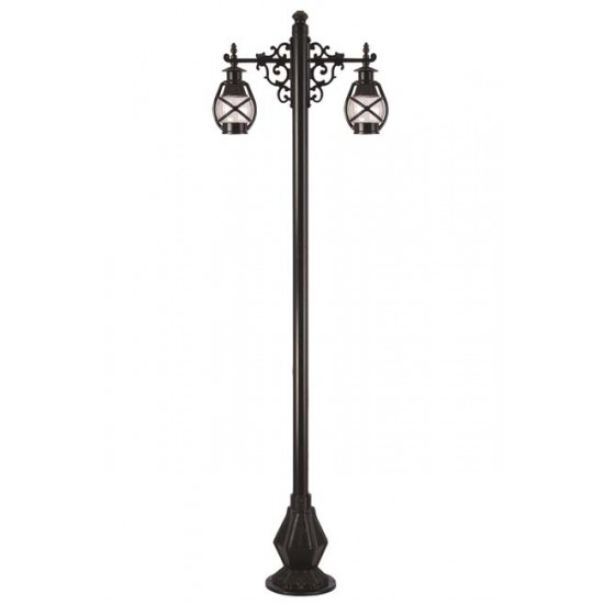 Modi Bahçe Aydınlatma BDR-68048-2BSY-M1-OP Siyah Boyalı Dış Mekan Aydınlatma E27 Aluminyum Döküm Dip Polikarbon Cam 70x22cm