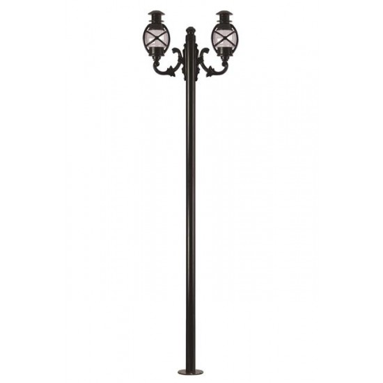 Modi Bahçe Aydınlatma BDR-68048-2BSY-M4-OP Siyah Boyalı Dış Mekan Aydınlatma E27 Aluminyum Döküm Dip Polikarbon Cam 70x22cm