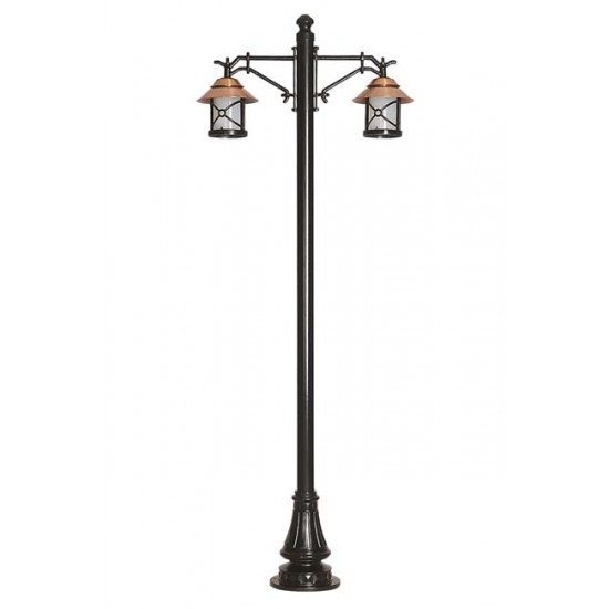 Modi Bahçe Aydınlatma BDR-68049-2BKR-M3-OP Kahverengi/Siyah Boyalı Dış Mekan Aydınlatma E27 Aluminyum Döküm Dip Polikarbon Cam 90x30cm