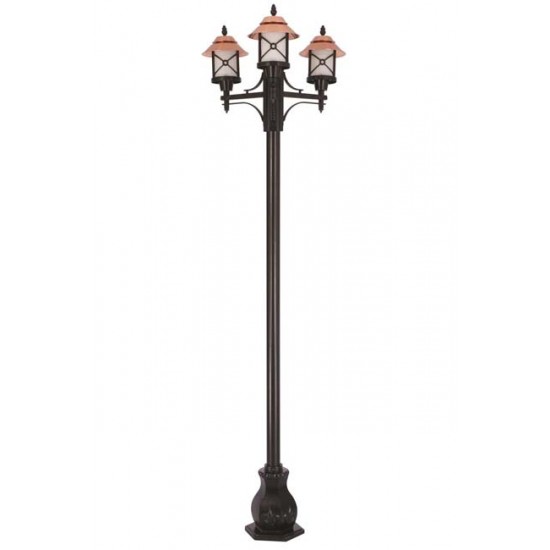 Modi Bahçe Aydınlatma BDR-68049-3BKR-OP Sarı/Siyah Boyalı Dış Mekan Aydınlatma E27 Aluminyum Döküm Dip Polikarbon Cam 90cm