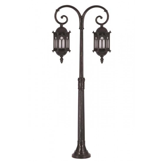 Modi Bahçe Aydınlatma BDR-68051-2BSY-M3-OP Siyah Boyalı Dış Mekan Aydınlatma E27 Aluminyum Polikarbon Cam 54cm