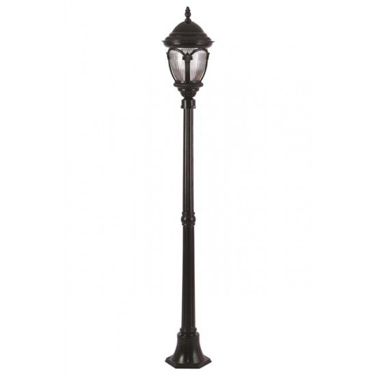 Modi Bahçe Aydınlatma BDR-68052-1BSY Siyah Boyalı Dış Mekan Aydınlatma E27 Aluminyum Döküm Dip Polikarbon Cam 25cm