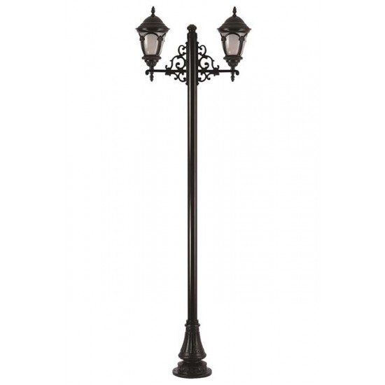 Modi Bahçe Aydınlatma BDR-68052-2BSY-M1 Siyah Boyalı Dış Mekan Aydınlatma E27 Aluminyum Döküm Dip Polikarbon Cam 90x25cm