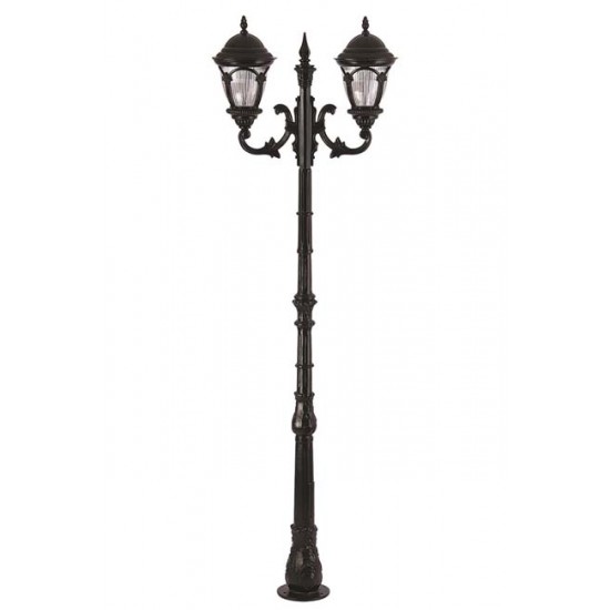 Modi Bahçe Aydınlatma BDR-68052-2BSY-M2 Siyah Boyalı Dış Mekan Aydınlatma E27 Aluminyum Döküm Dip Polikarbon Cam 75cm