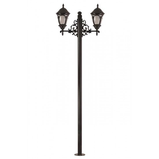 Modi Bahçe Aydınlatma BDR-68052-2BSY-M3 Siyah Boyalı Dış Mekan Aydınlatma E27 Aluminyum Döküm Dip Polikarbon Cam 90x25cm