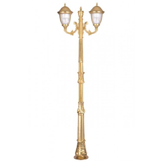 Modi Bahçe Aydınlatma BDR-68053-2BSA-M2 Sarı Boyalı Dış Mekan Aydınlatma E27 Aluminyum Döküm Dip Polikarbon Cam 75cm