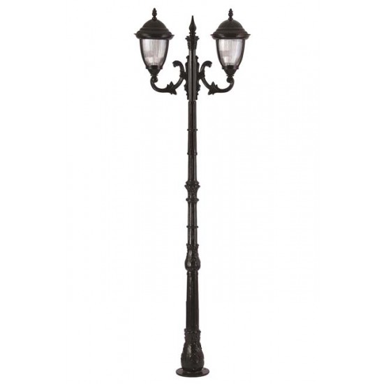 Modi Bahçe Aydınlatma BDR-68053-2BSY-M1 Siyah Boyalı Dış Mekan Aydınlatma E27 Aluminyum Döküm Dip Polikarbon Cam 75cm