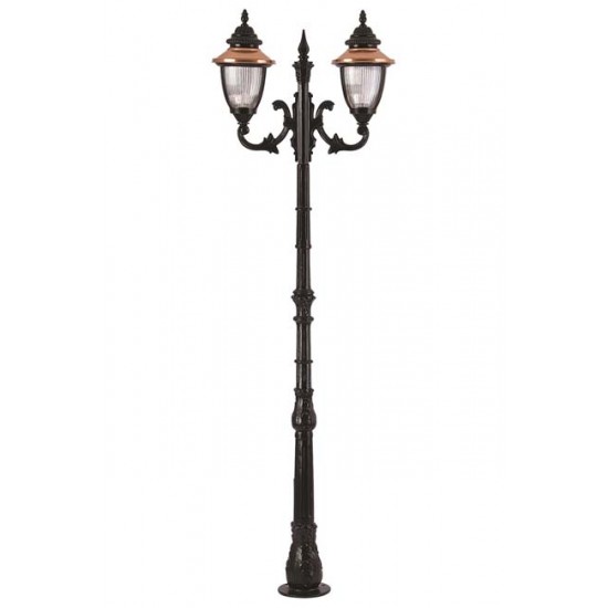 Modi Bahçe Aydınlatma BDR-68055-2BSY-M1 Kahverengi/Siyah Boyalı Dış Mekan Aydınlatma E27 Aluminyum Döküm Dip Polikarbon Cam 90cm