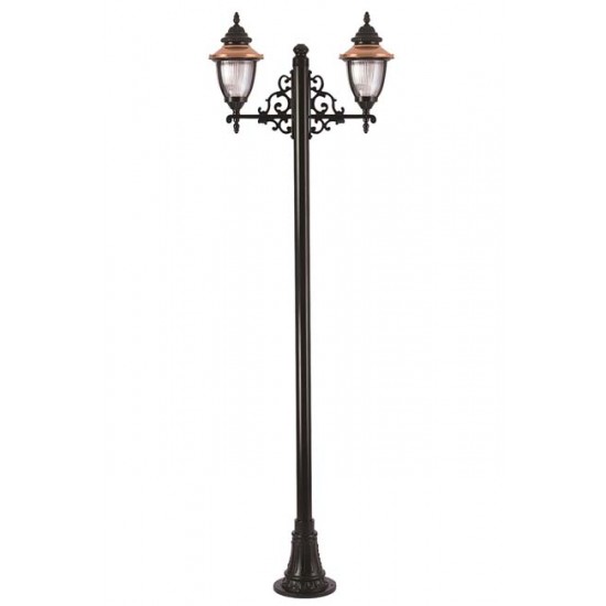 Modi Bahçe Aydınlatma BDR-68055-2BSY-M2 Kahverengi/Siyah Boyalı Dış Mekan Aydınlatma E27 Aluminyum Döküm Dip Polikarbon Cam 90x25cm