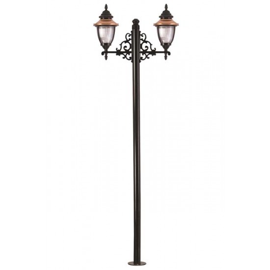 Modi Bahçe Aydınlatma BDR-68055-2BSY-M3 Kahverengi/Siyah Boyalı Dış Mekan Aydınlatma E27 Aluminyum Döküm Dip Polikarbon Cam 90x25cm
