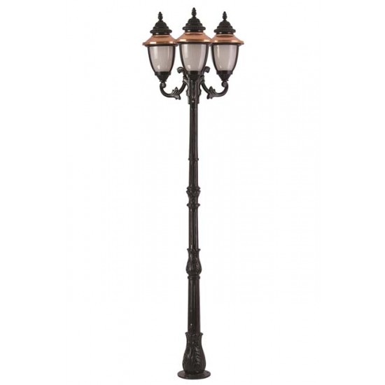 Modi Bahçe Aydınlatma BDR-68055-3BSY-OP Kahverengi/Siyah Boyalı Dış Mekan Aydınlatma E27 Aluminyum Döküm Dip Polikarbon Cam 90cm
