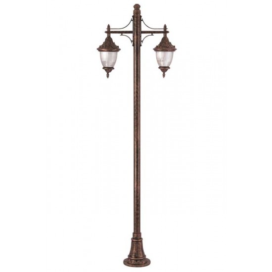 Modi Bahçe Aydınlatma BDR-68056-2BKR Kahverengi Boyalı Dış Mekan Aydınlatma E27 Aluminyum Döküm Dip Polikarbon Cam 90x27cm