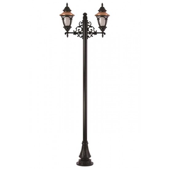Modi Bahçe Aydınlatma BDR-68057-2BSY-M1-OP Kahverengi/Siyah Boyalı Dış Mekan Aydınlatma E27 Aluminyum Döküm Dip Polikarbon Cam 90x25cm
