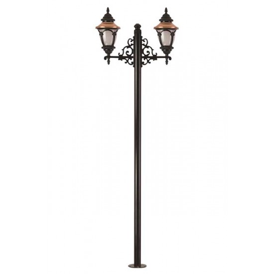Modi Bahçe Aydınlatma BDR-68057-2BSY-M2-OP Kahverengi/Siyah Boyalı Dış Mekan Aydınlatma E27 Aluminyum Döküm Dip Polikarbon Cam 90cm