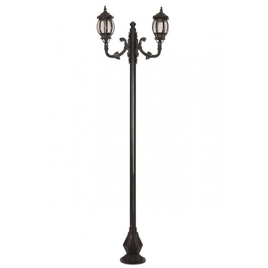 Modi Bahçe Aydınlatma BDR-68063-2BSY-M3 Siyah Boyalı Dış Mekan Aydınlatma E27 Aluminyum Döküm Dip Polikarbon Cam 85x20cm