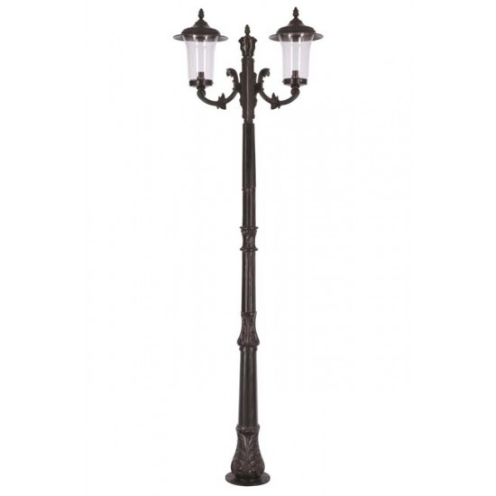 Modi Bahçe Aydınlatma BDR-68082-2BSY-M1 Siyah Boyalı Dış Mekan Aydınlatma E27 Aluminyum Döküm Dip Akrilik Cam 80cm
