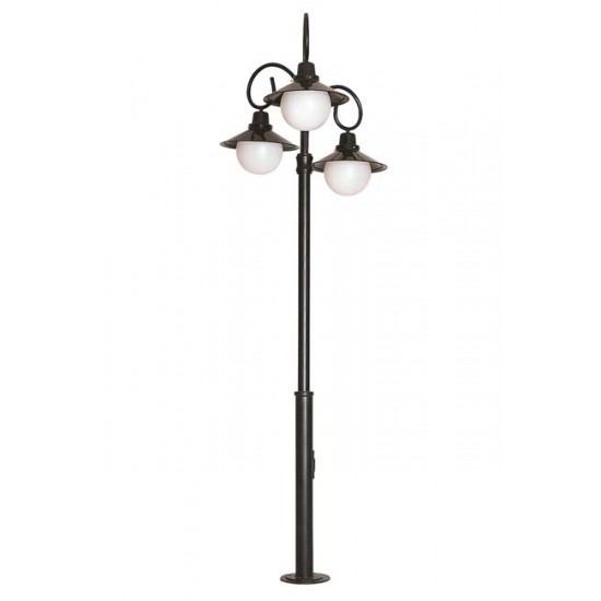 Modi Bahçe Aydınlatma BDR-68084-3BSY Siyah Boyalı Dış Mekan Aydınlatma E27 Aluminyum Döküm Dip Polikarbon/Polietilen 95cm
