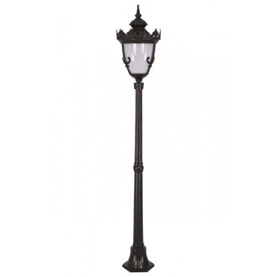 Modi Bahçe Aydınlatma BDR-68089-1BSY-OP Siyah Boyalı Dış Mekan Aydınlatma E27 Aluminyum Döküm Dip Polikarbon Cam 32cm