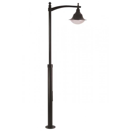 Modi Bahçe Aydınlatma BDR-68124-1BSY-M2-OP Siyah Boyalı Dış Mekan Aydınlatma E27 Çelik Boru Aluminyum Polikarbon Cam 80cm