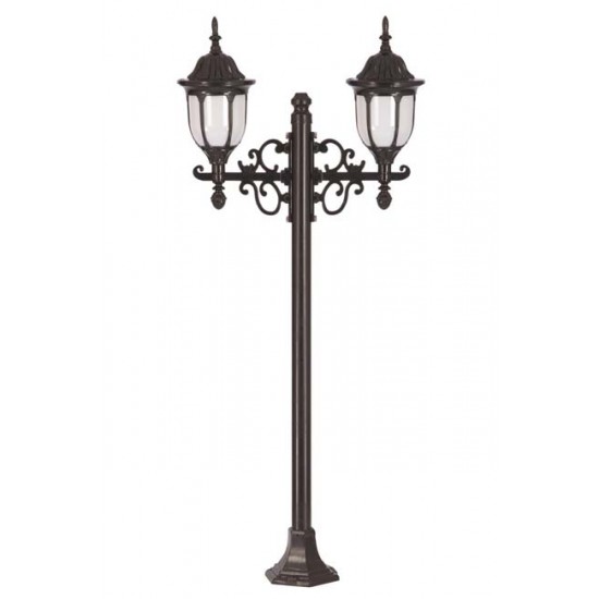 Modi Bahçe Aydınlatma BDR-68177-2BSY-M2 Siyah Boyalı Dış Mekan Aydınlatma E27 Çelik Boru ABS Polikarbon Cam 50x16cm