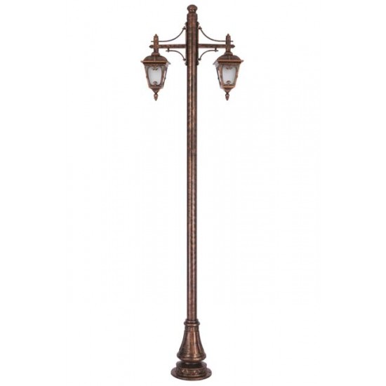 Modi Bahçe Aydınlatma BDR-68181-2BKR Kahverengi Boyalı Dış Mekan Aydınlatma E27 Çelik Boru ABS Polikarbon Cam 80x20cm