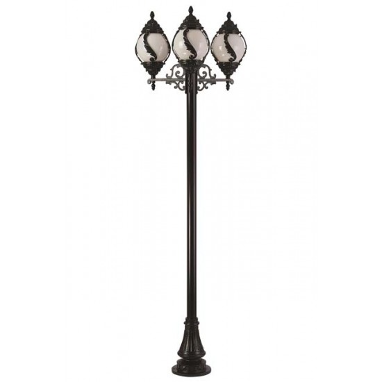 Modi Bahçe Aydınlatma BDR-68182-3BSY Siyah Boyalı Dış Mekan Aydınlatma E27 Aluminyum Çelik Boru Akrilik Cam 85x30cm