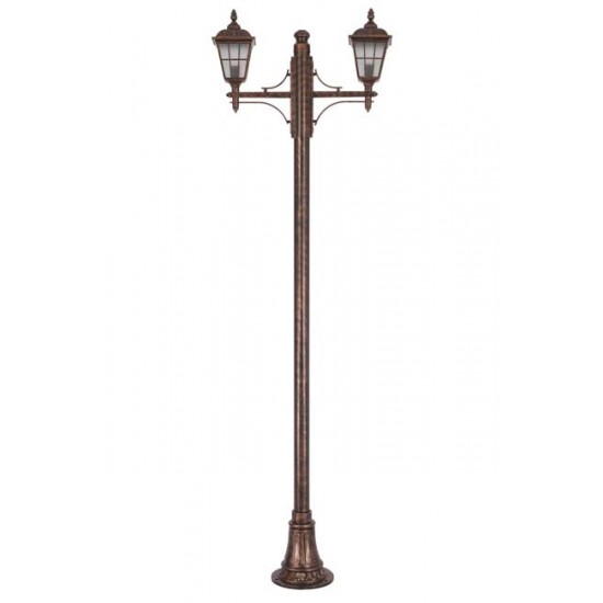 Modi Bahçe Aydınlatma BDR-68183-2BKR Kahverengi Boyalı Dış Mekan Aydınlatma E27 Çelik Boru ABS Polikarbon Cam 80x20cm