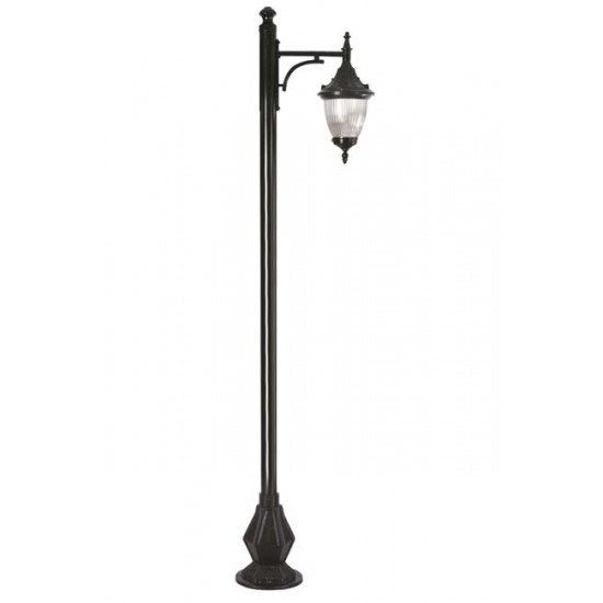 Modi Bahçe Aydınlatma BDR-68186-1BSY-M3 Siyah Boyalı Dış Mekan Aydınlatma E27 Çelik Boru ABS Polikarbon Cam 50x26cm