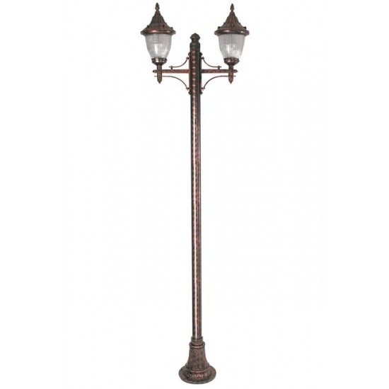 Modi Bahçe Aydınlatma BDR-68186-2BKR-M3 Kahverengi Boyalı Dış Mekan Aydınlatma E27 Çelik Boru ABS Polikarbon Cam 90x26cm