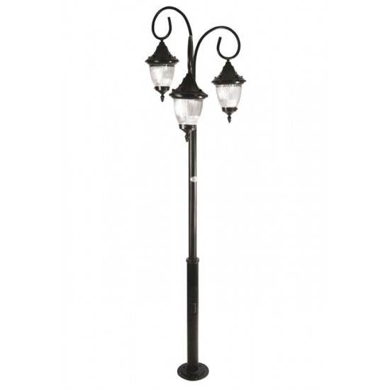 Modi Bahçe Aydınlatma BDR-68186-3BSY-M3 Siyah Boyalı Dış Mekan Aydınlatma E27 Çelik Boru ABS Polikarbon Cam 85cm