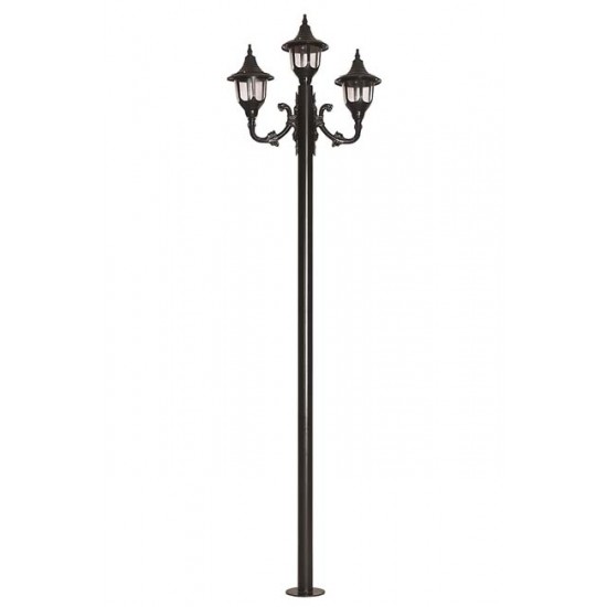 Modi Bahçe Aydınlatma BDR-68190-3BSY Siyah Boyalı Dış Mekan Aydınlatma E27 Çelik Boru ABS Polikarbon Cam 75cm