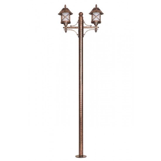 Modi Bahçe Aydınlatma BDR-68199-2BKR-M2 Kahverengi Boyalı Dış Mekan Aydınlatma E27 Çelik Boru ABS Polikarbon Cam 80x26cm