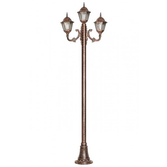 Modi Bahçe Aydınlatma BDR-68206-3BKR Kahverengi Boyalı Dış Mekan Aydınlatma E27 Çelik Boru ABS Polikarbon Cam 80cm