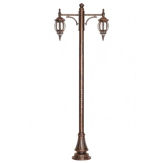 Modi Bahçe Aydınlatma BDR-68208-2BKR Kahverengi Boyalı Dış Mekan Aydınlatma E27 Çelik Boru ABS Polikarbon Cam 80x18cm