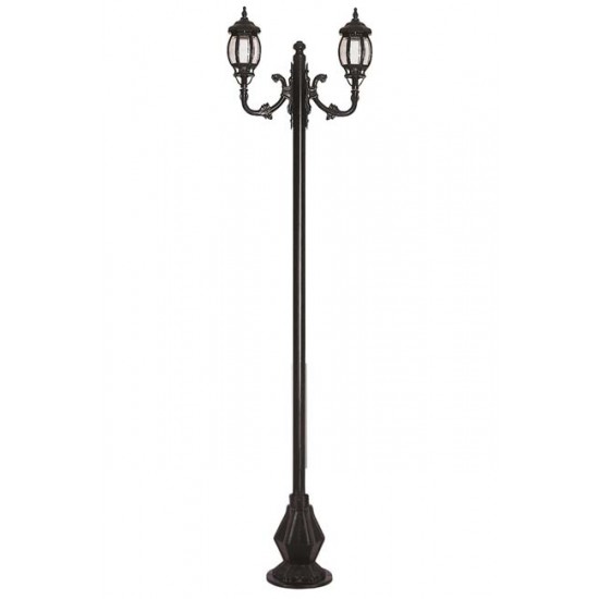 Modi Bahçe Aydınlatma BDR-68208-2BSY-M2 Siyah Boyalı Dış Mekan Aydınlatma E27 Çelik Boru ABS Polikarbon Cam 70x18cm