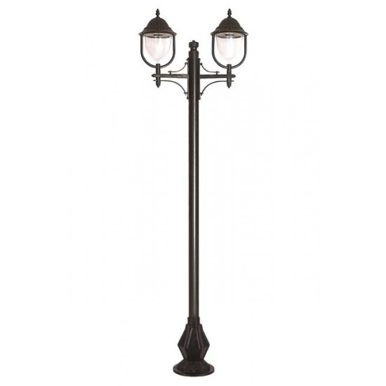 Modi Bahçe Aydınlatma BDR-68212-2BSY-M1 Siyah Boyalı Dış Mekan Aydınlatma E27 Çelik Boru ABS Polikarbon Cam 90x30cm