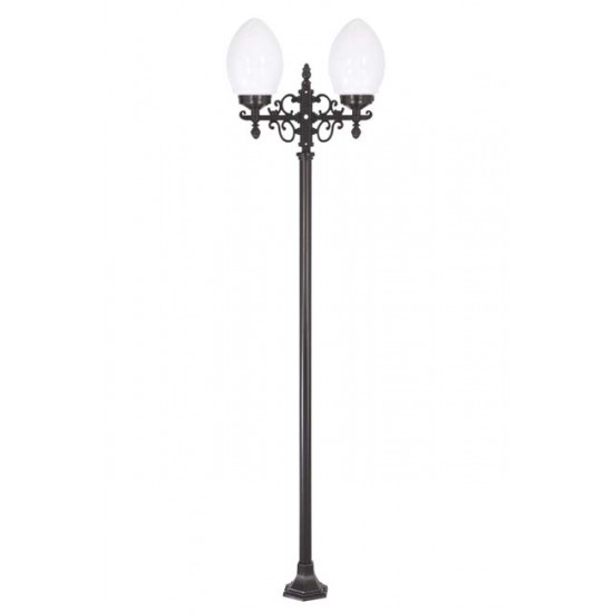 Modi Bahçe Aydınlatma BDR-68214-2BSY-M5 Siyah Boyalı Dış Mekan Aydınlatma E27 Çelik Boru ABS Akrilik Cam 50x20cm