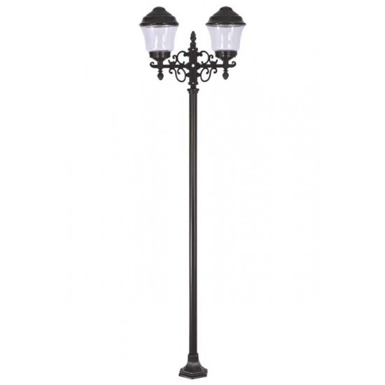 Modi Bahçe Aydınlatma BDR-68215-2BSY-M2 Siyah Boyalı Dış Mekan Aydınlatma E27 Çelik Boru ABS Akrilik Cam 50x20cm