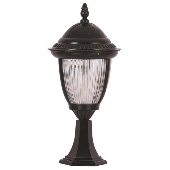 Modi Bahçe Aydınlatma BSU-68053-BSY-K Siyah Boyalı Dış Mekan Aydınlatma E27 Aluminyum Döküm Dip Polikarbon Cam 25cm