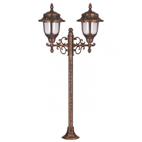 Modi Bahçe Aydınlatma BSU-68180-2BKR Kahverengi Boyalı Dış Mekan Aydınlatma E27 Çelik Boru ABS Polikarbon Cam 50x25cm