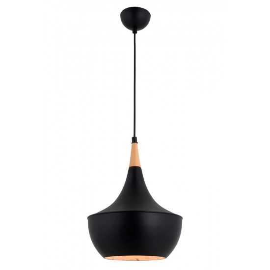 Modi Lighting Mod-4586-A7-BSY Siyah Boyalı Modern Avize E27 Metal Ahşap 40cm