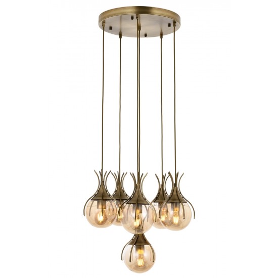 Modi Lighting Mod-4595-6ET Eskitme Kaplama Modern Avize E27 Metal Cam 50cm