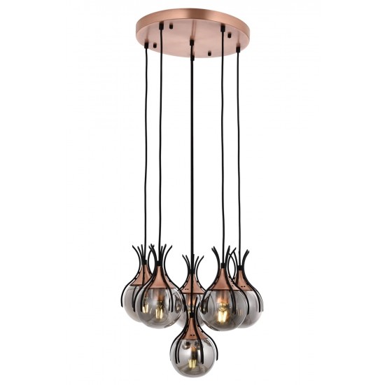Modi Lighting Mod-4595-6T-BSY Siyah Boyalı Modern Avize E27 Metal Cam 50cm