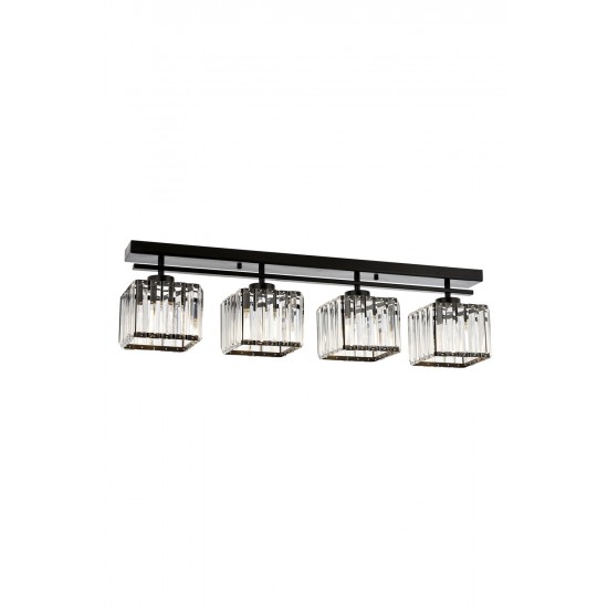 Modi Lighting Mod-4603-4Y-BSY Siyah Boyalı Modern Avize E27 Metal Kristal 80x15cm
