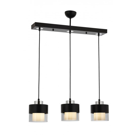 Modi Lighting Mod-4604-3Y-BSY Siyah Boyalı Modern Avize E27 Metal Cam 70x15cm
